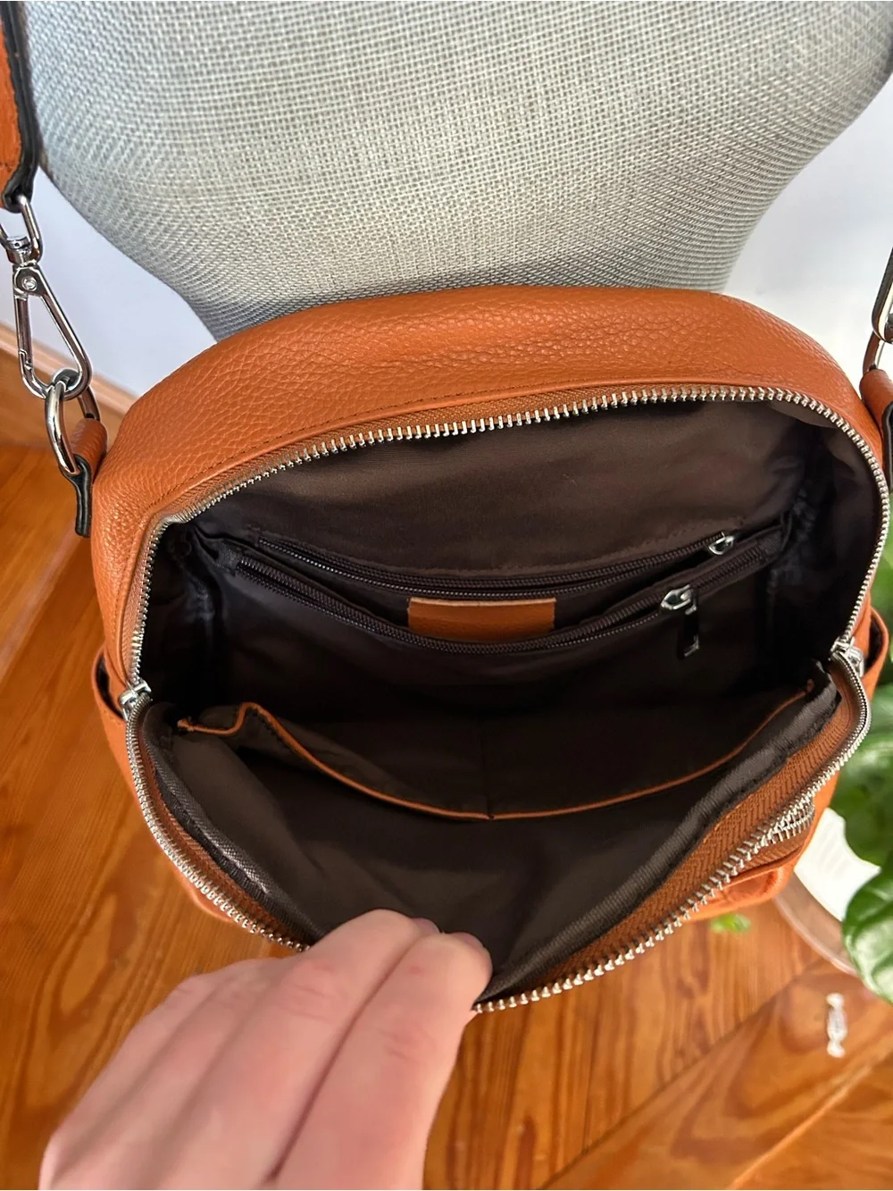 Tan Faux Leather Backpack Purse - Convertible Shoulder & Crossbody